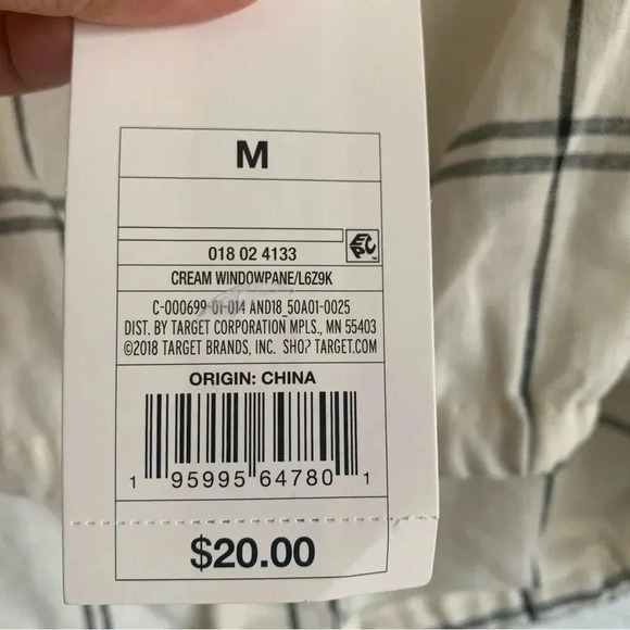 A New Day Women's Cream Window Pane Crop Top With Buttons and Drawstring Size M - Picture 4 of 7